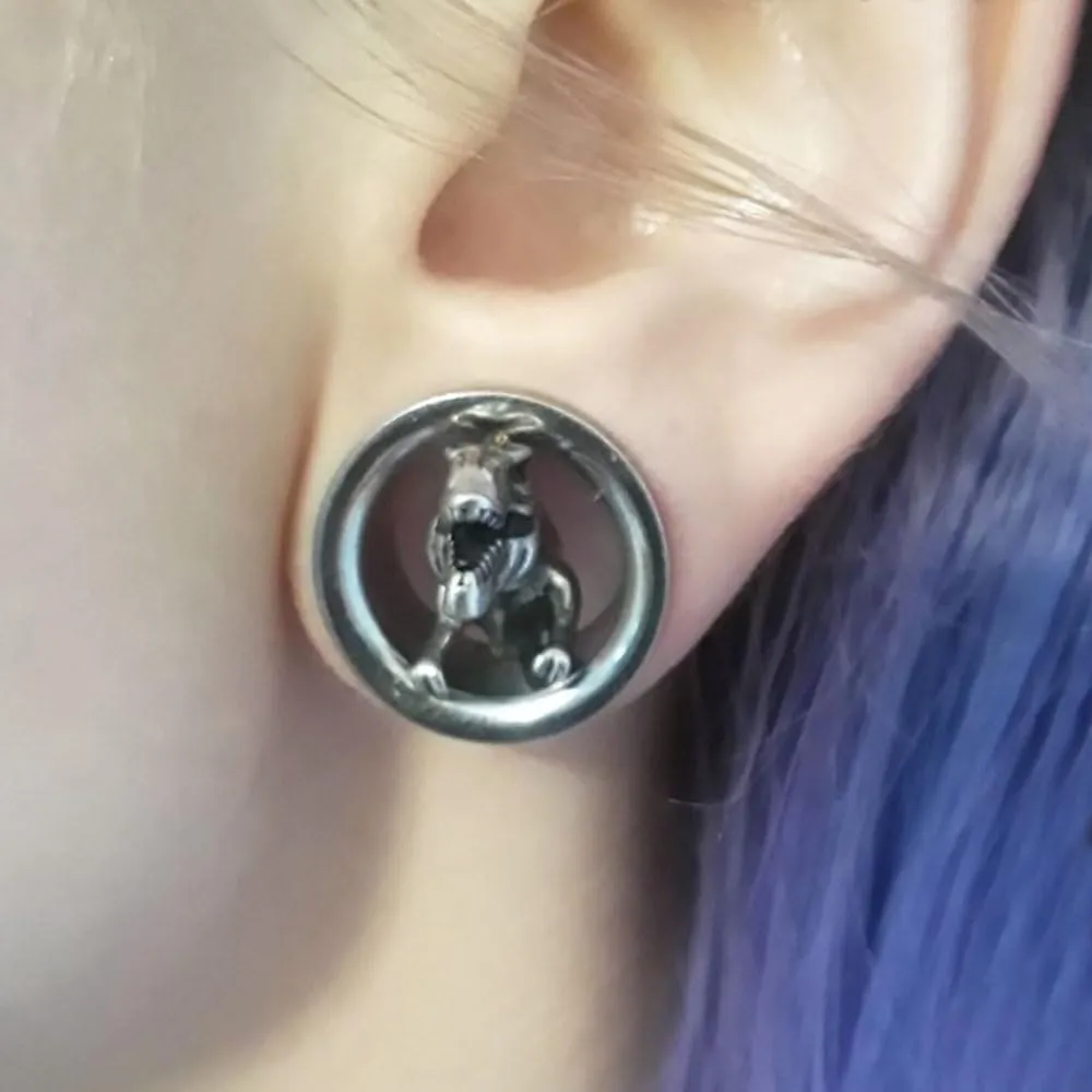 Plugs For Ears,Ear Tunnels1 Pair Dinosaur Ear Plugs Tunnels Vintage Stainless Steel Ear Gauges Expander Body Piercing