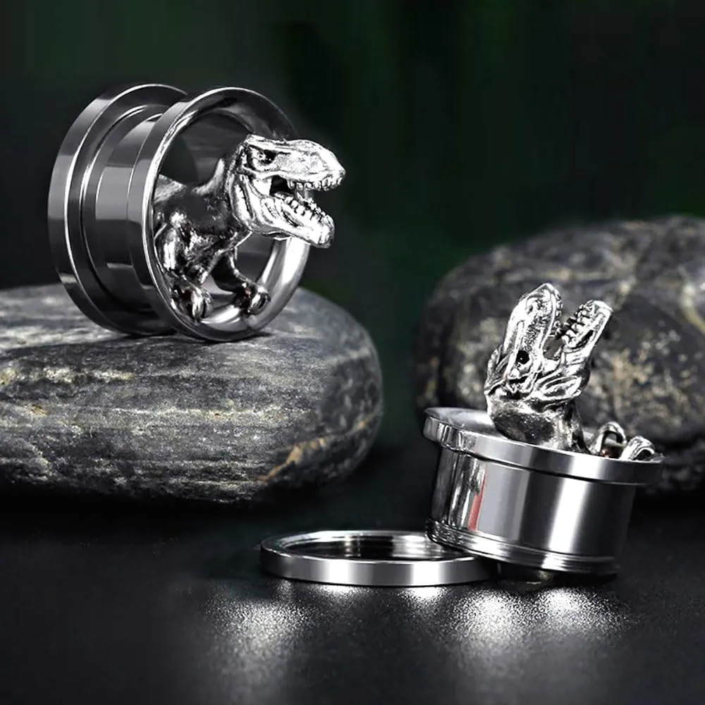 Plugs For Ears,Ear Tunnels1 Pair Dinosaur Ear Plugs Tunnels Vintage Stainless Steel Ear Gauges Expander Body Piercing