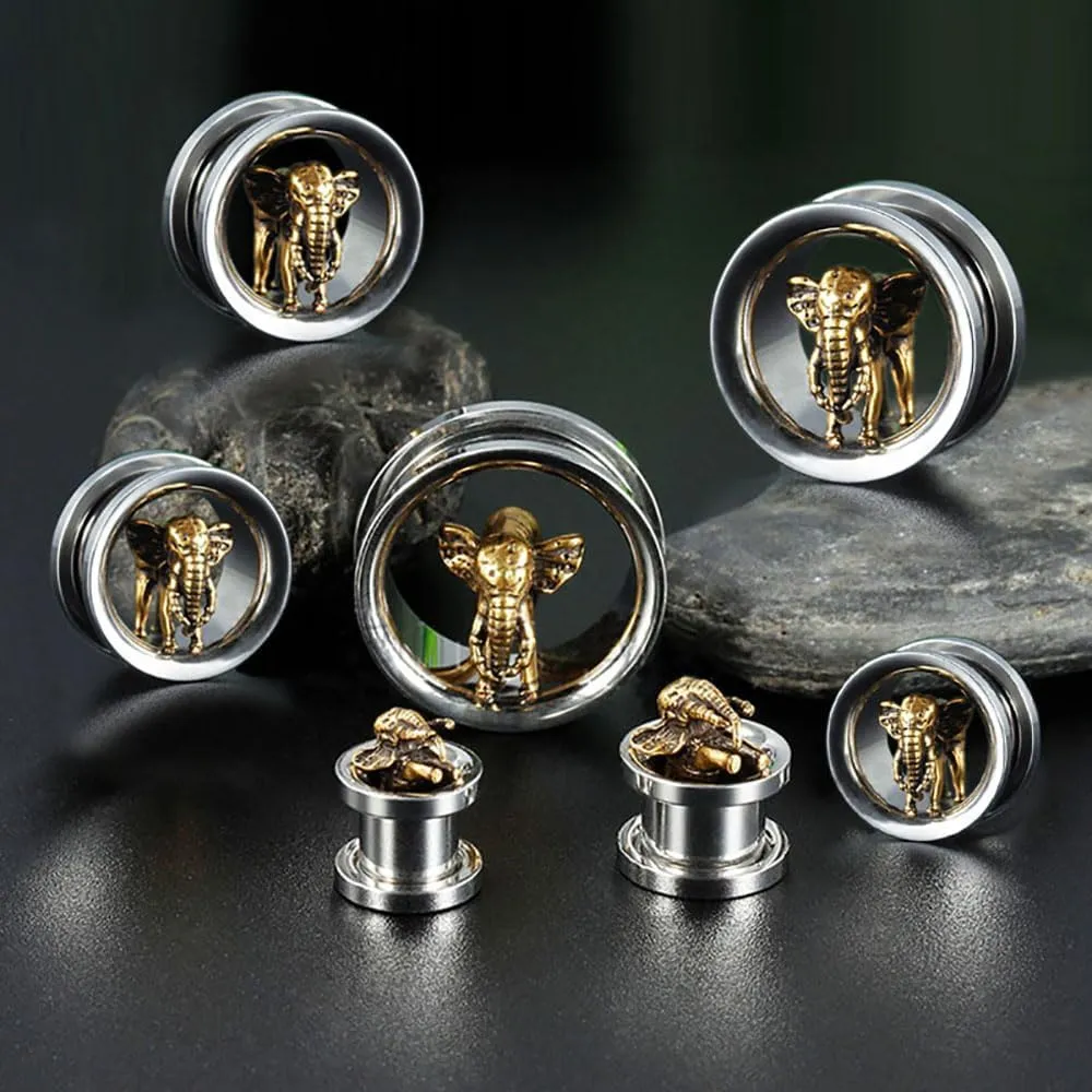 Plugs For Ears,Ear Tunnels1 Pair Elephant Ear Tunnels Plugs Stainless Steel Ear Gauges Stretchers Expander for Men Women