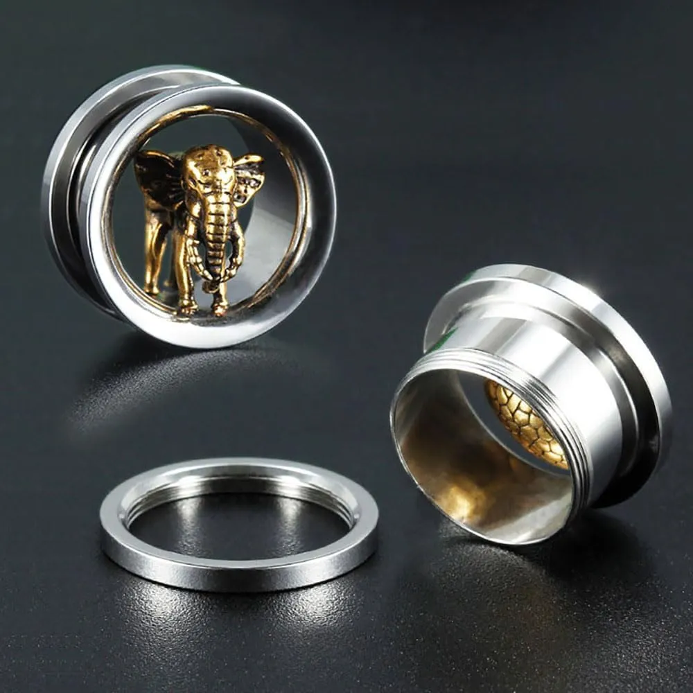 Plugs For Ears,Ear Tunnels1 Pair Elephant Ear Tunnels Plugs Stainless Steel Ear Gauges Stretchers Expander for Men Women