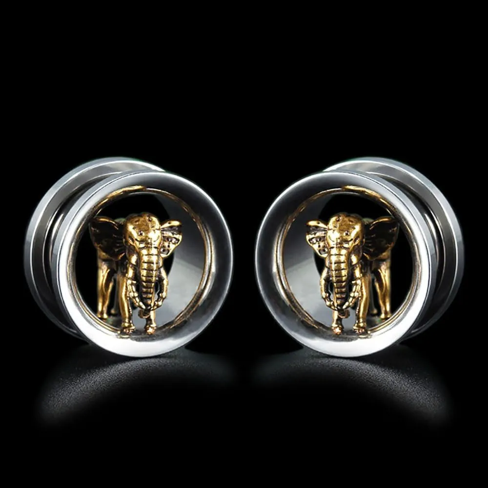 Plugs For Ears,Ear Tunnels1 Pair Elephant Ear Tunnels Plugs Stainless Steel Ear Gauges Stretchers Expander for Men Women