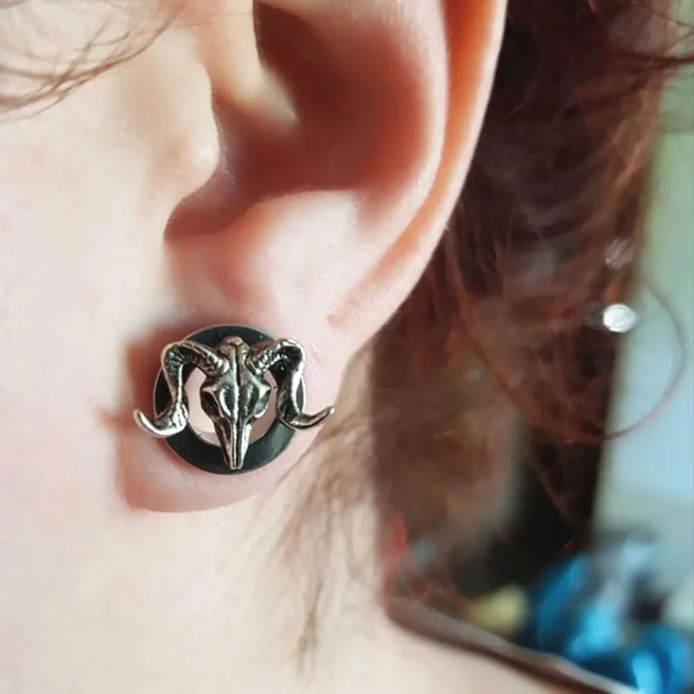 Plugs For Ears,Ear Tunnels1 Pair Goat Skull Ear Gauges Ears Plugs And Tunnels Stainless Steel Piercing Expander Stretchers Jewelry