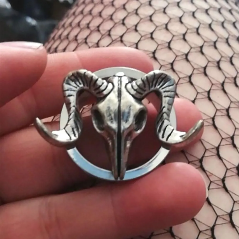 Plugs For Ears,Ear Tunnels1 Pair Goat Skull Ear Gauges Ears Plugs And Tunnels Stainless Steel Piercing Expander Stretchers Jewelry