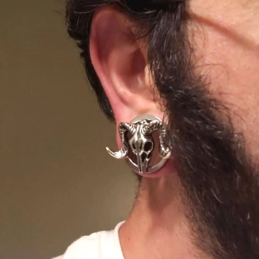 Plugs For Ears,Ear Tunnels1 Pair Goat Skull Ear Gauges Ears Plugs And Tunnels Stainless Steel Piercing Expander Stretchers Jewelry