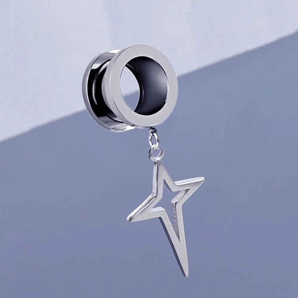 Plugs For Ears,Ear Tunnels1 Pair Silver Meteor Pendant Dangle Ear Plugs Tunnels Gauges Hypoallergenic Stainless Steel Piercing Body Jewelry