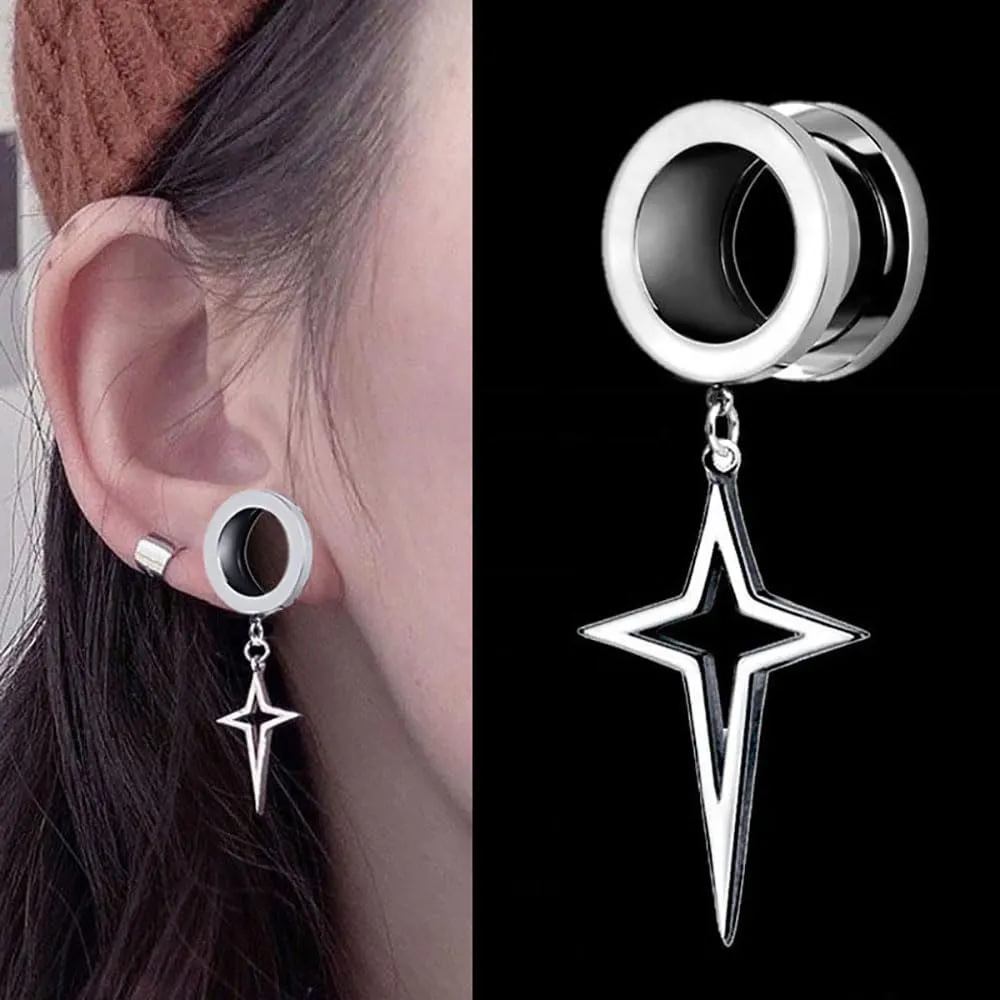 Plugs For Ears,Ear Tunnels1 Pair Silver Meteor Pendant Dangle Ear Plugs Tunnels Gauges Hypoallergenic Stainless Steel Piercing Body Jewelry