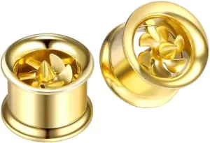 Plugs For Ears,Ear Tunnels2 PCS Fashion Windmill Turbine Stainless-Steel Ear Plugs Tunnels Gauges Stretcher Piercings 8m-20mm