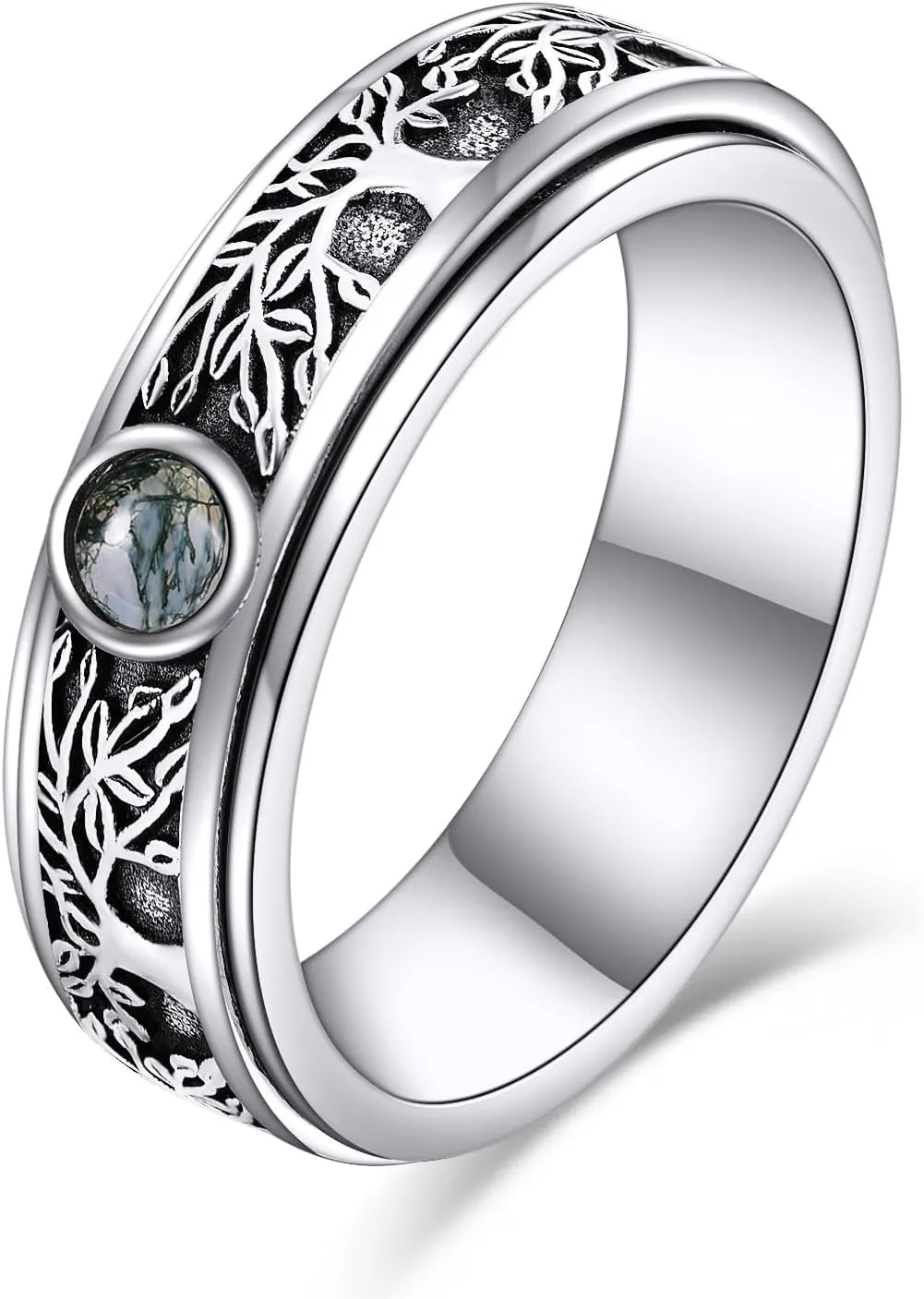 POPLYKE Sterling Silver Anxiety Spinner Rings Fidget Rotatable Mood Rings for Women Men Relieve Worry Stress Gift