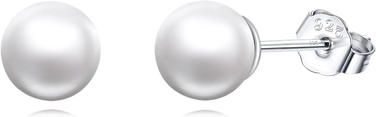 POPLYKE Sterling Silver Real Freshwater Cultured Pearl Stud Earrings for Women Pearl/Starfish Earrings Wedding Bridesmaids Anniversary