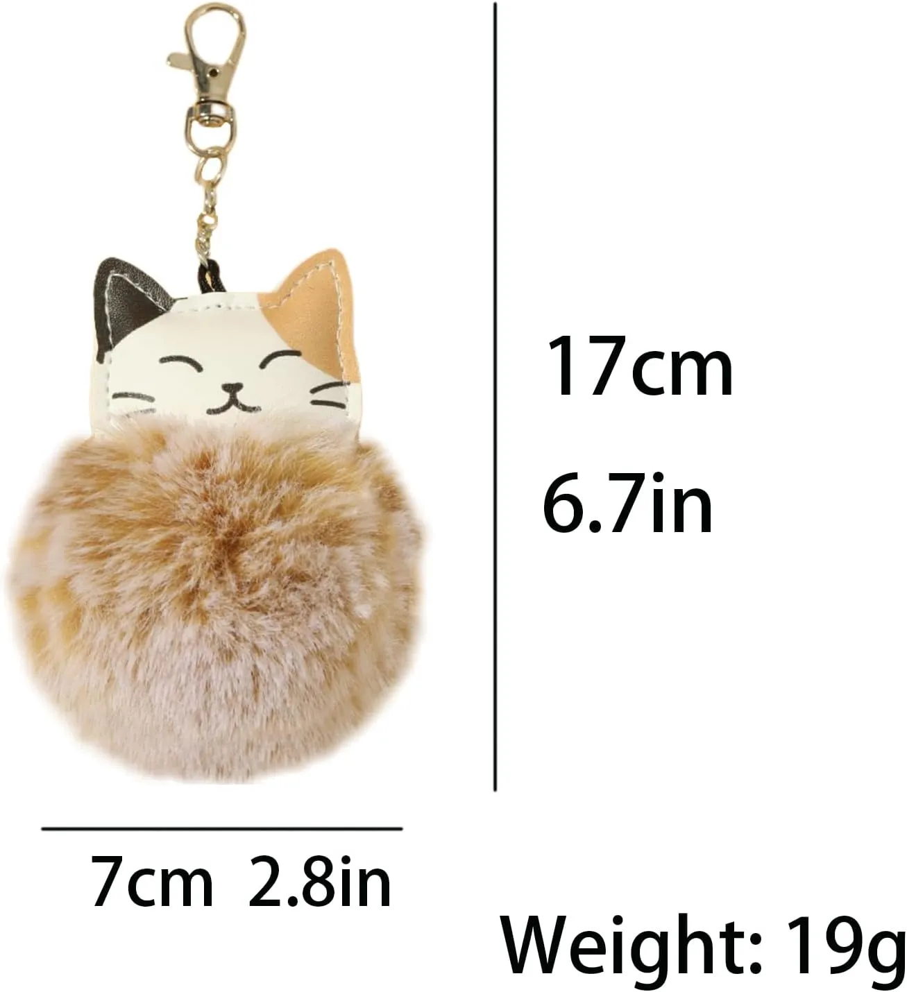 POYAMUSE Fluffy Cat Pom Pom Ball Keychain - Cute Kitty Plush Ball Accessory Keyring for Women Bag Decoration