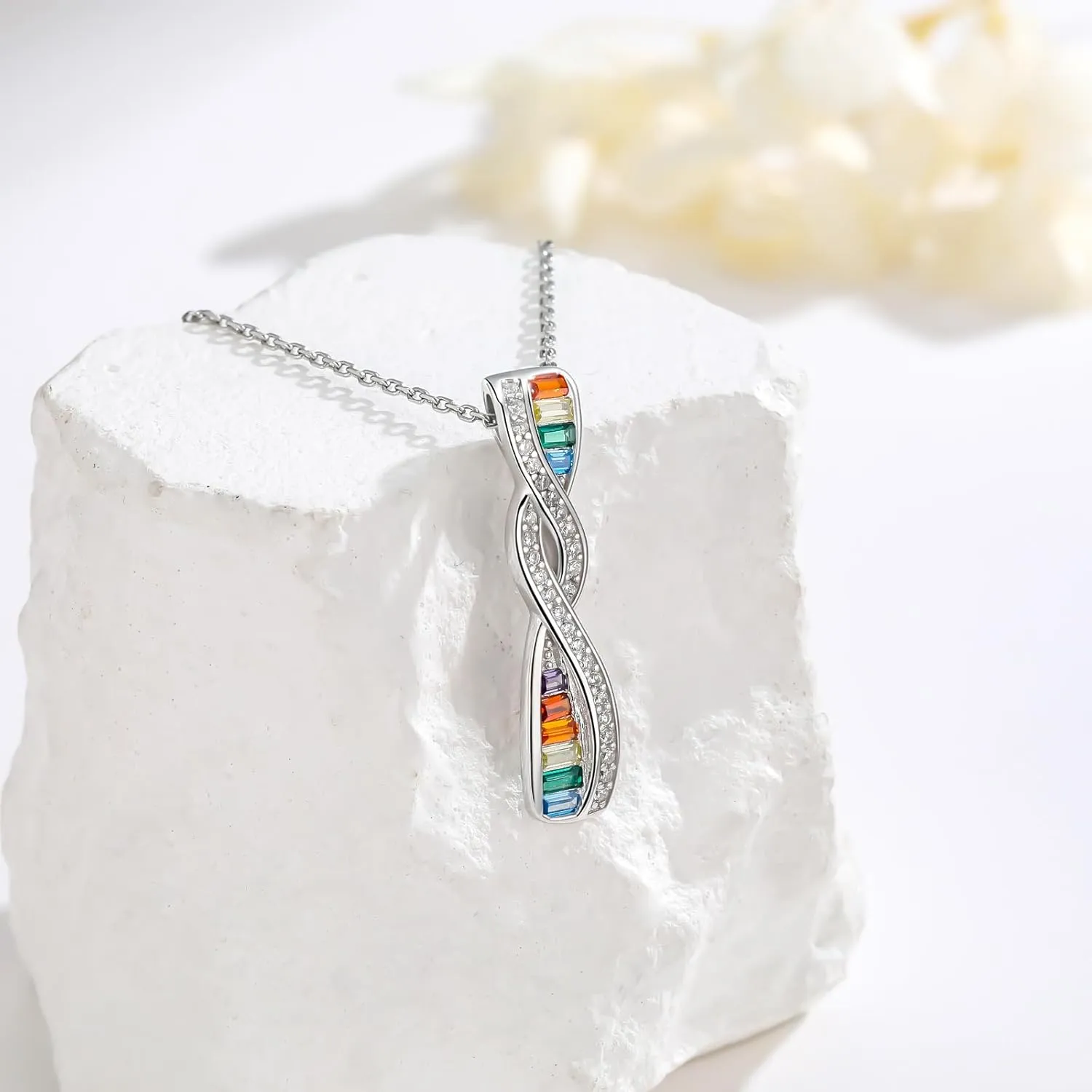 Pride Necklace Gifts for Women Men 925 Sterling Silver Rainbow Pride Pendant LGBT Gay Necklace Jewelry Gifts for Lesbian