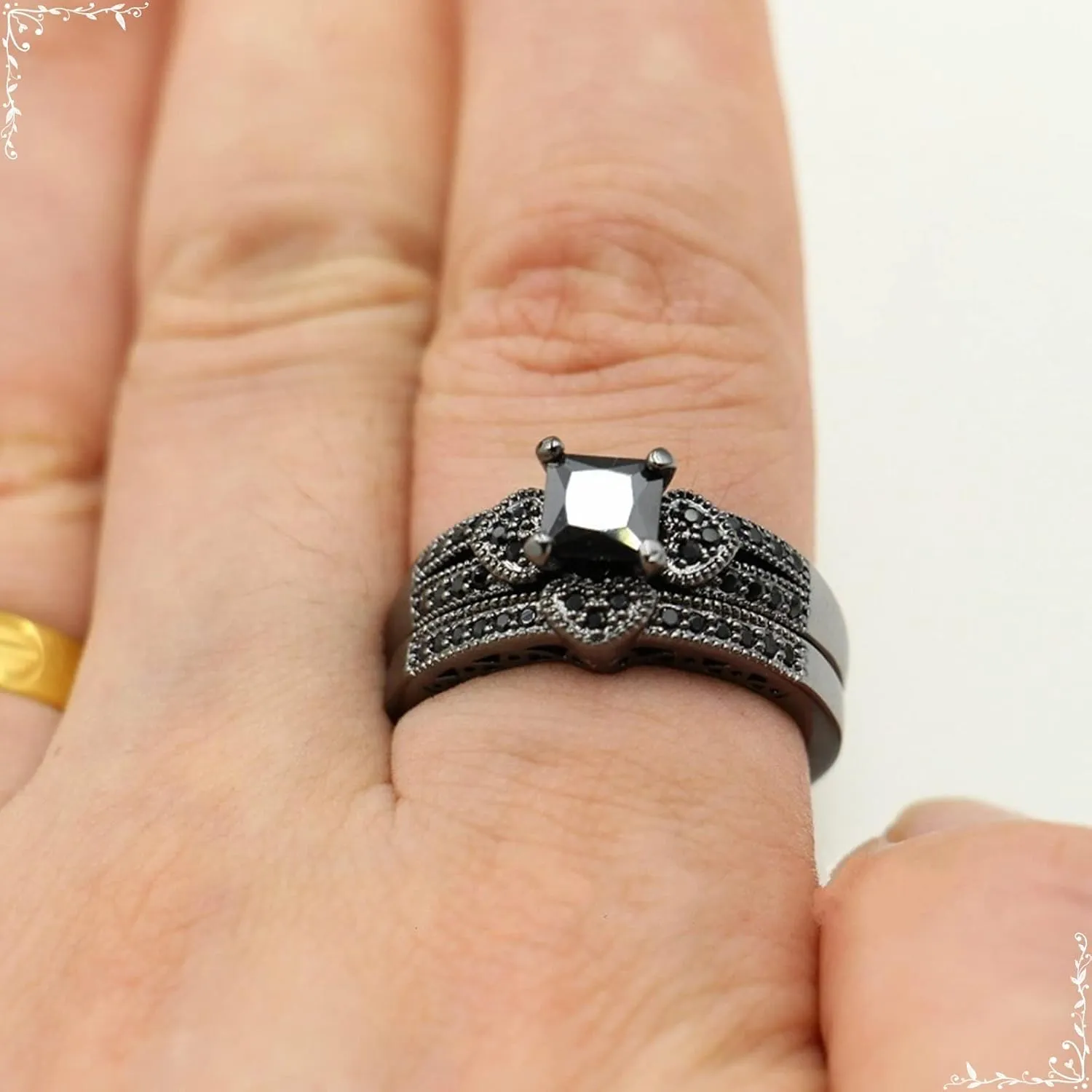 Promise Rings for Couples Black, Cubic Zirconia Wedding Band Unisex Size 5-13, Stainless Steel Rings Stainless Steel for Father's Day
