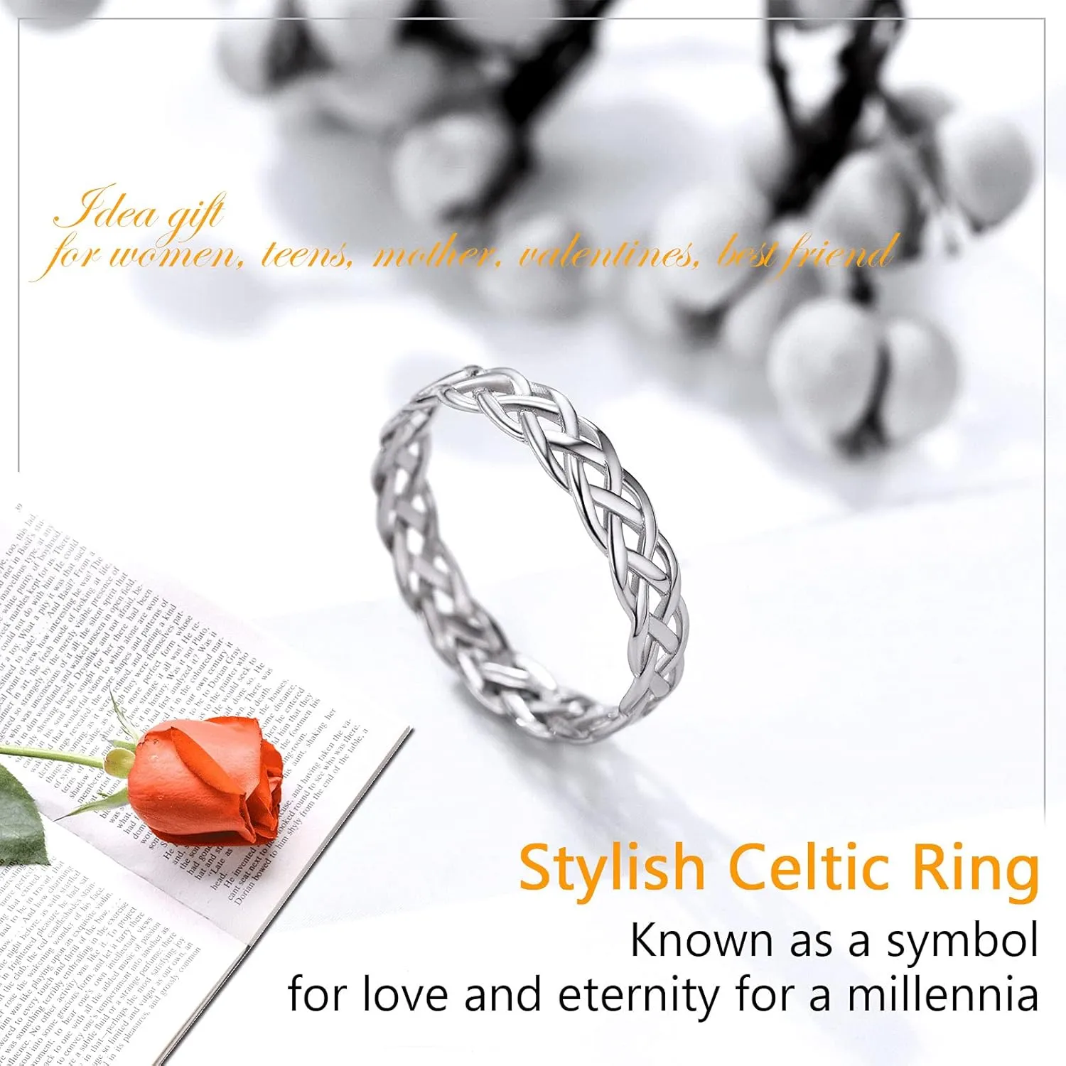 PROSILVER 925 Sterling Silver Rings for Women, 2mm/3mm Wedding Band, Dainty Triple Rings, Cuban Link, Celtic Knot, Comfort Fit, #4-#12, Boxed