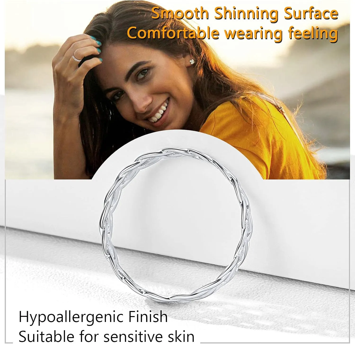 PROSILVER 925 Sterling Silver Rings for Women, 2mm/3mm Wedding Band, Dainty Triple Rings, Cuban Link, Celtic Knot, Comfort Fit, #4-#12, Boxed