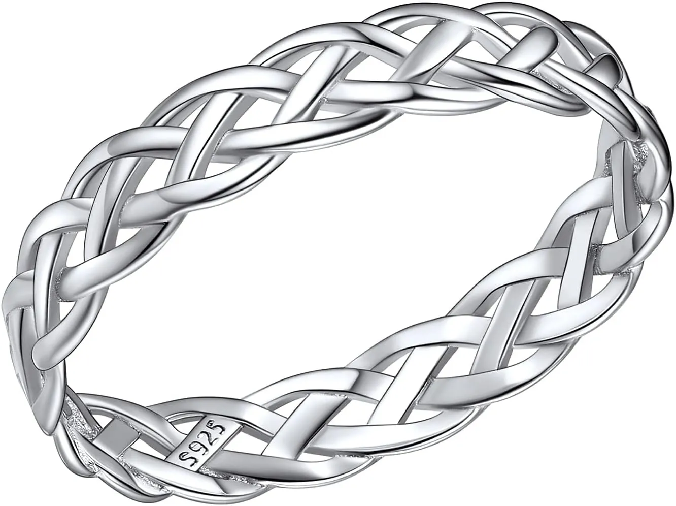 PROSILVER 925 Sterling Silver Rings for Women, 2mm/3mm Wedding Band, Dainty Triple Rings, Cuban Link, Celtic Knot, Comfort Fit, #4-#12, Boxed