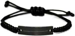 Proverbs 27 Friendship Bracelet - 'As Iron Sharpens Iron So A Friend Sharpens A Friend' - Adjustable Black Cord Bracelet - Inspirational Gift for Friends, Mentors, and Christian Baptism Encouragement