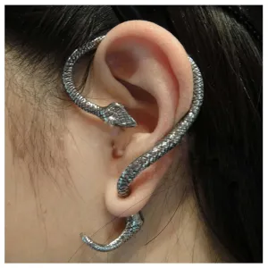 Punk Snake Ear Wrap Earrings Silver Snake Stud Earrings Vintage Snake Ear Cuff Earrings Animal Snake Ear Clip Earrings Jewelry for Women and Girls