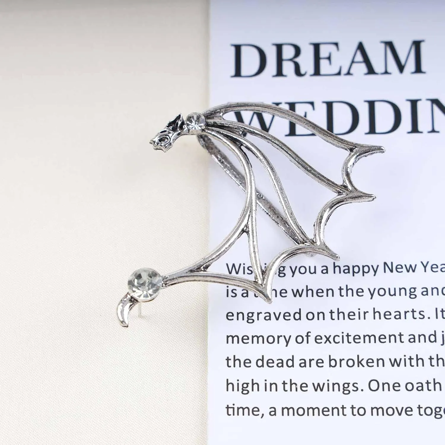 Punk Wings Ear Wrap Earrings Dragon's Wing Ear Cuff Earrings Hollow Wings Ear Climber Earrings Gothic Cz Crystal Ear Crawler Earrings Jewelry for Women and Girls