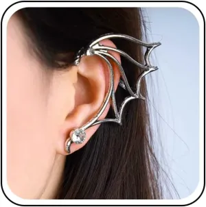 Punk Wings Ear Wrap Earrings Dragon's Wing Ear Cuff Earrings Hollow Wings Ear Climber Earrings Gothic Cz Crystal Ear Crawler Earrings Jewelry for Women and Girls