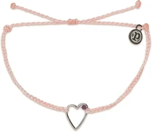 Pura Vida Silver or Rose Gold Plated Sweetheart Stone Bracelet w/Purple or White Czech Crystal - Adjustable Band, 100% Waterproof