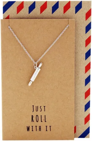 quan jewelry Rolling Pin Necklace, Gifts for Chefs, Gifts for Bakers Mom & Cooking Lovers, Kitchen Stainless Steel Pastry Maker, Gifts for Mom on Mother's Day & Christmas - Handmade (Style 2)