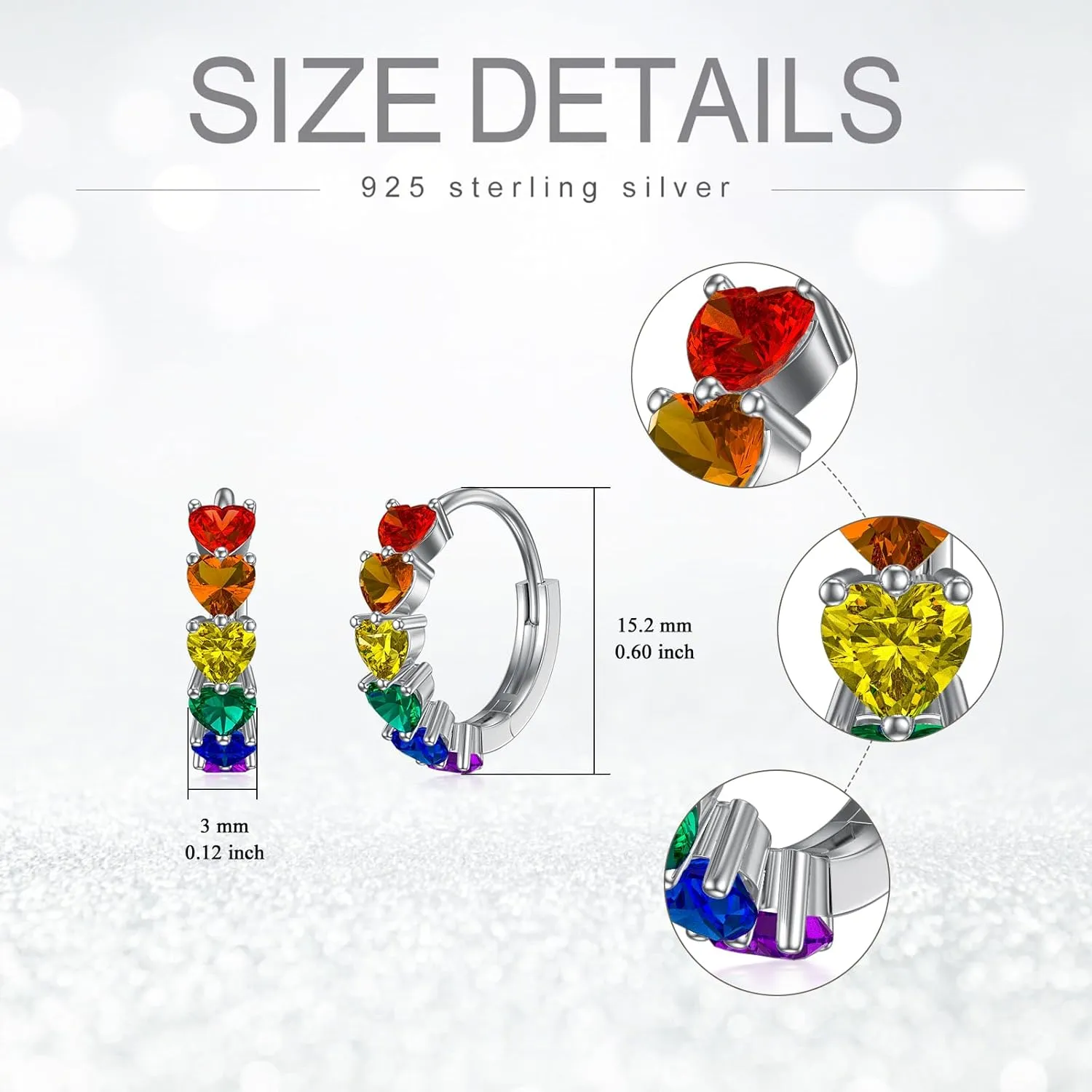 Rainbow Hoop Earrings 925 Sterling Silver Colorful Huggie Hoop Earrings Jewelry Gift for Women