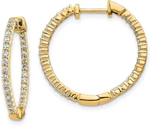 Real 14k Yellow Gold Diamond Inside-Out Hinged Hoop Earrings 23mm (.644 cttw.)