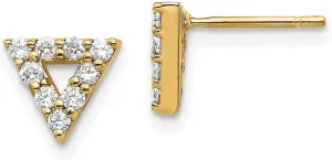 Real 14k Yellow Gold Diamond Triangle Open Studs Earrings 8mm (.306 cttw.)