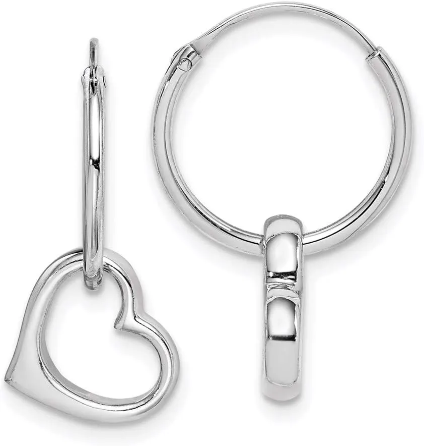 Real 925 Sterling Silver Heart Hoop Earring