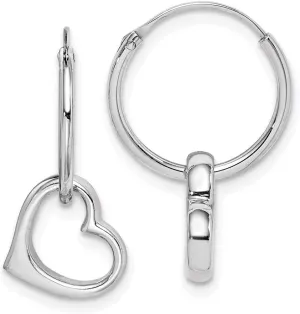 Real 925 Sterling Silver Heart Hoop Earring