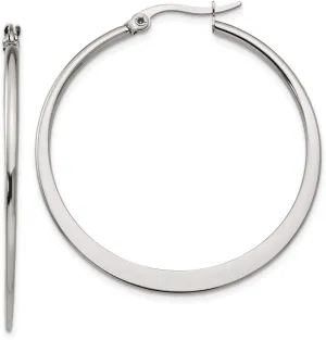 Real Stainless Steel 40mm Diameter Hoop Earrings - 40mm x 2mm
