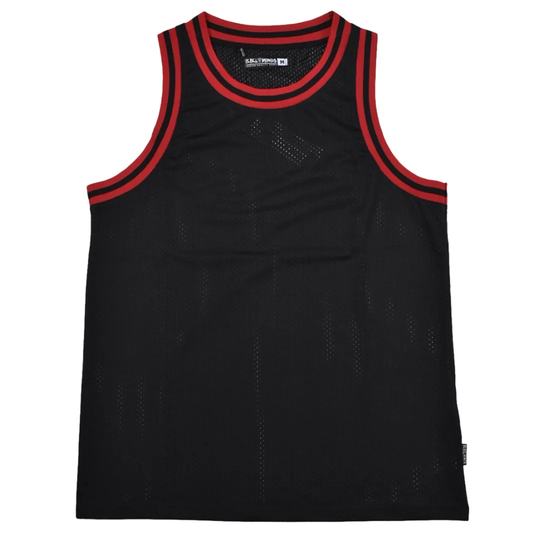 REBEL MINDS MESH TANK TOPS -BLACK