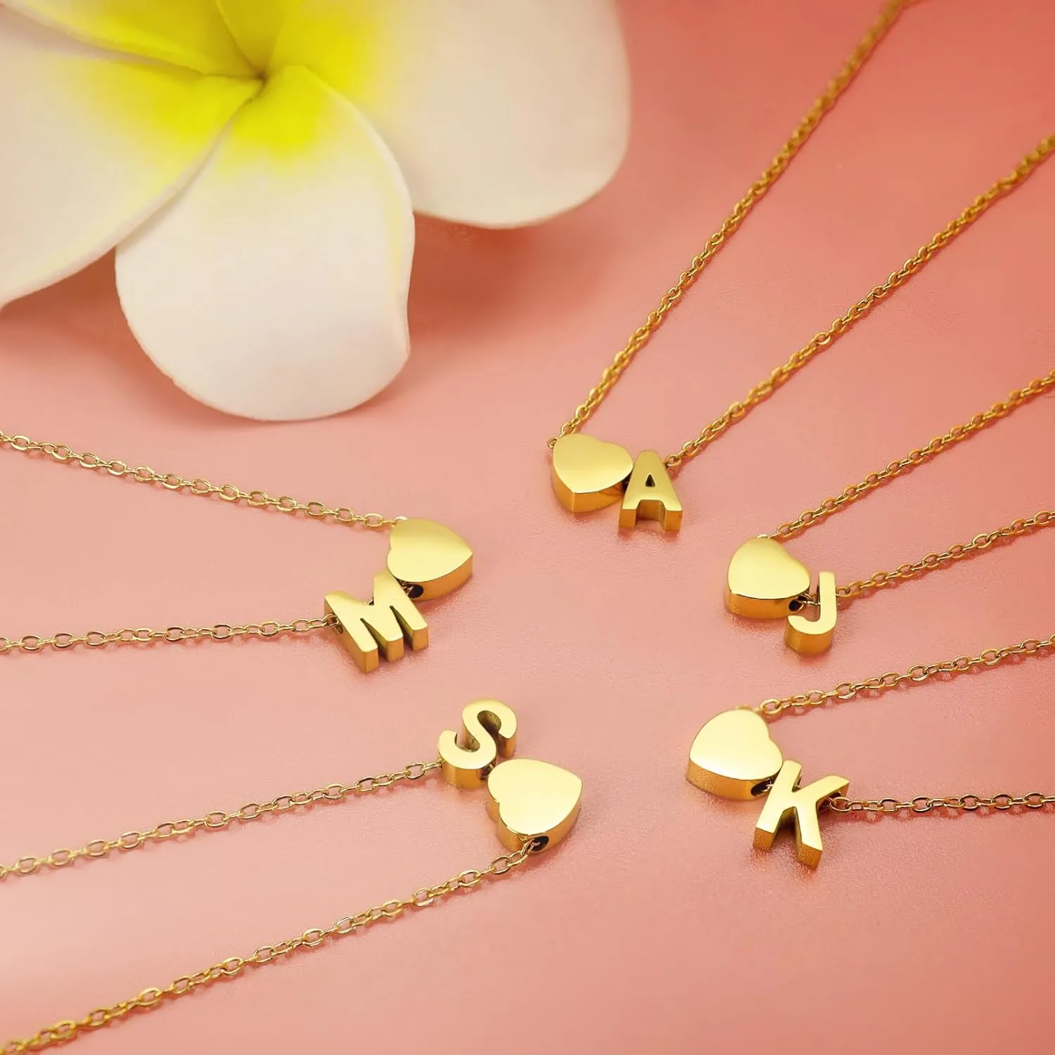RechicGu 2 Pcs Heart Initial Pendant and Cross Necklace for Women, 18K Gold Plated Jewelry Dainty Tiny Side Cross Choker Trendy Letter Charms Chain Gifts for Her