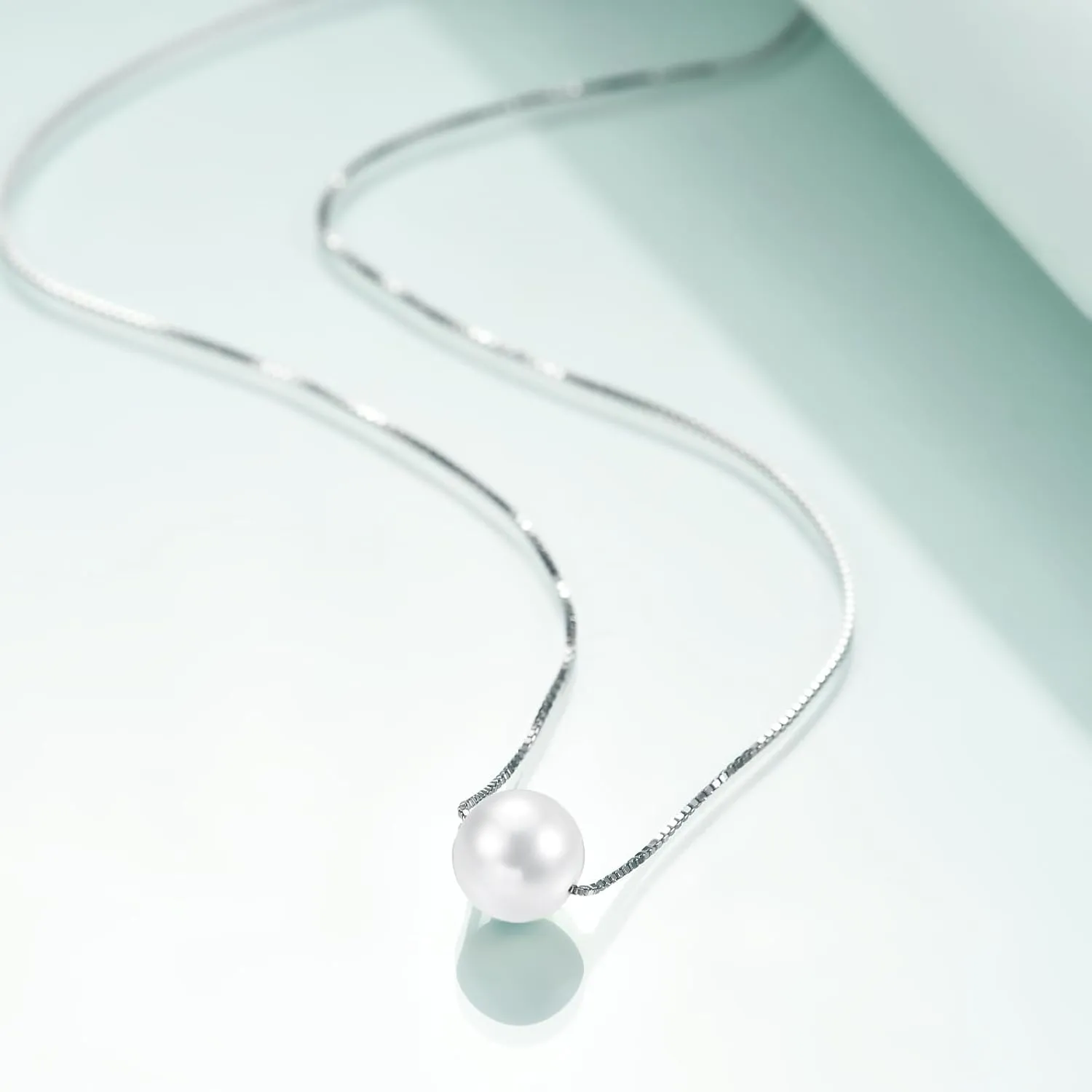 Rnivida 925 Sterling Silver Single Pearl Pendant Necklace, Simple Pearl Necklace