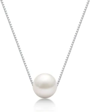 Rnivida 925 Sterling Silver Single Pearl Pendant Necklace, Simple Pearl Necklace