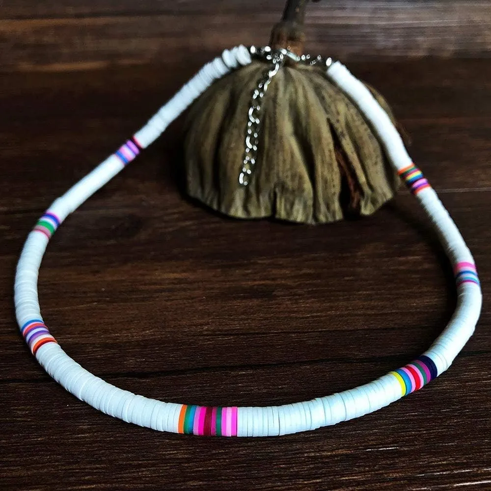 Roe Dolph Puka Shell Necklace for Men Seashell Choker Necklace Beach Necklace Surfer Clay Beaded Necklace Summer Outfits Jewerly Gifts for Women Men