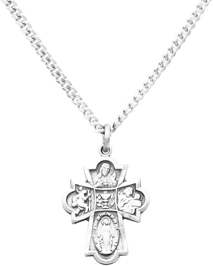 Rosemarie Collections Religious Gift First Communion Four Way Cross Pendant Necklace 18"