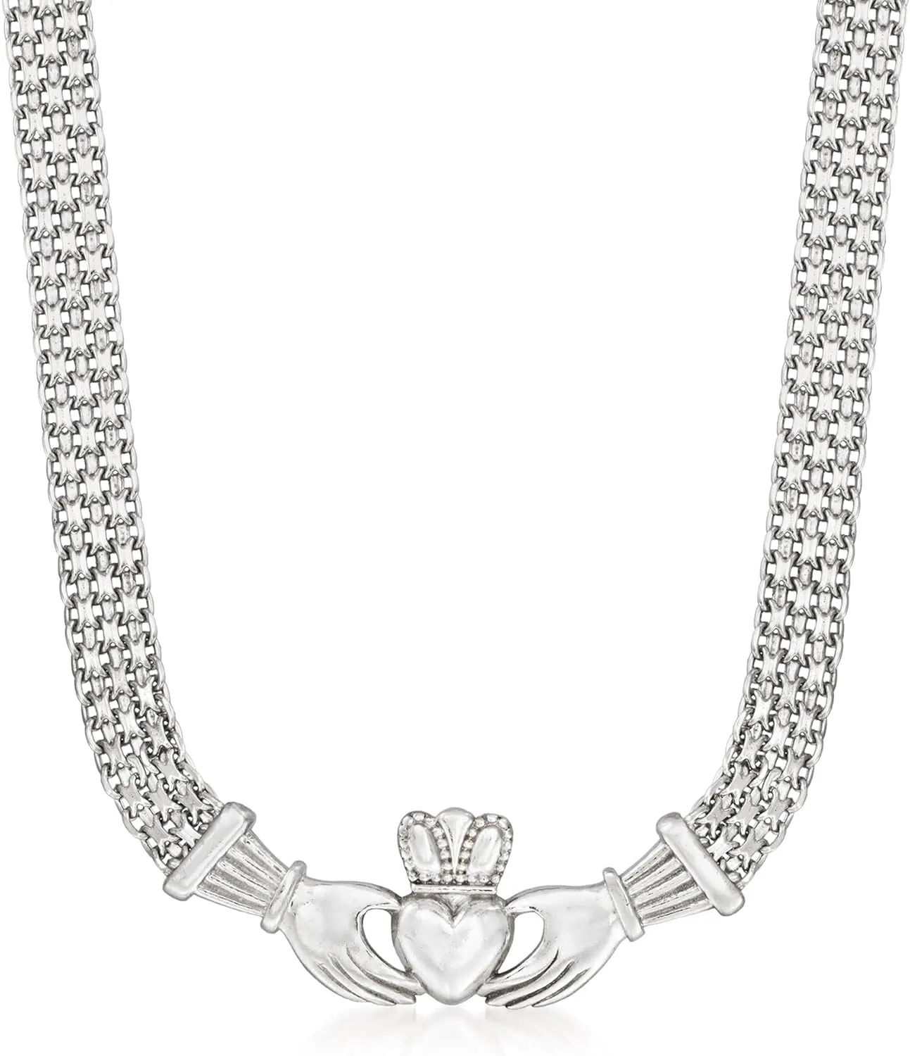 Ross-Simons Sterling Silver Bismark-Link Claddagh Necklace