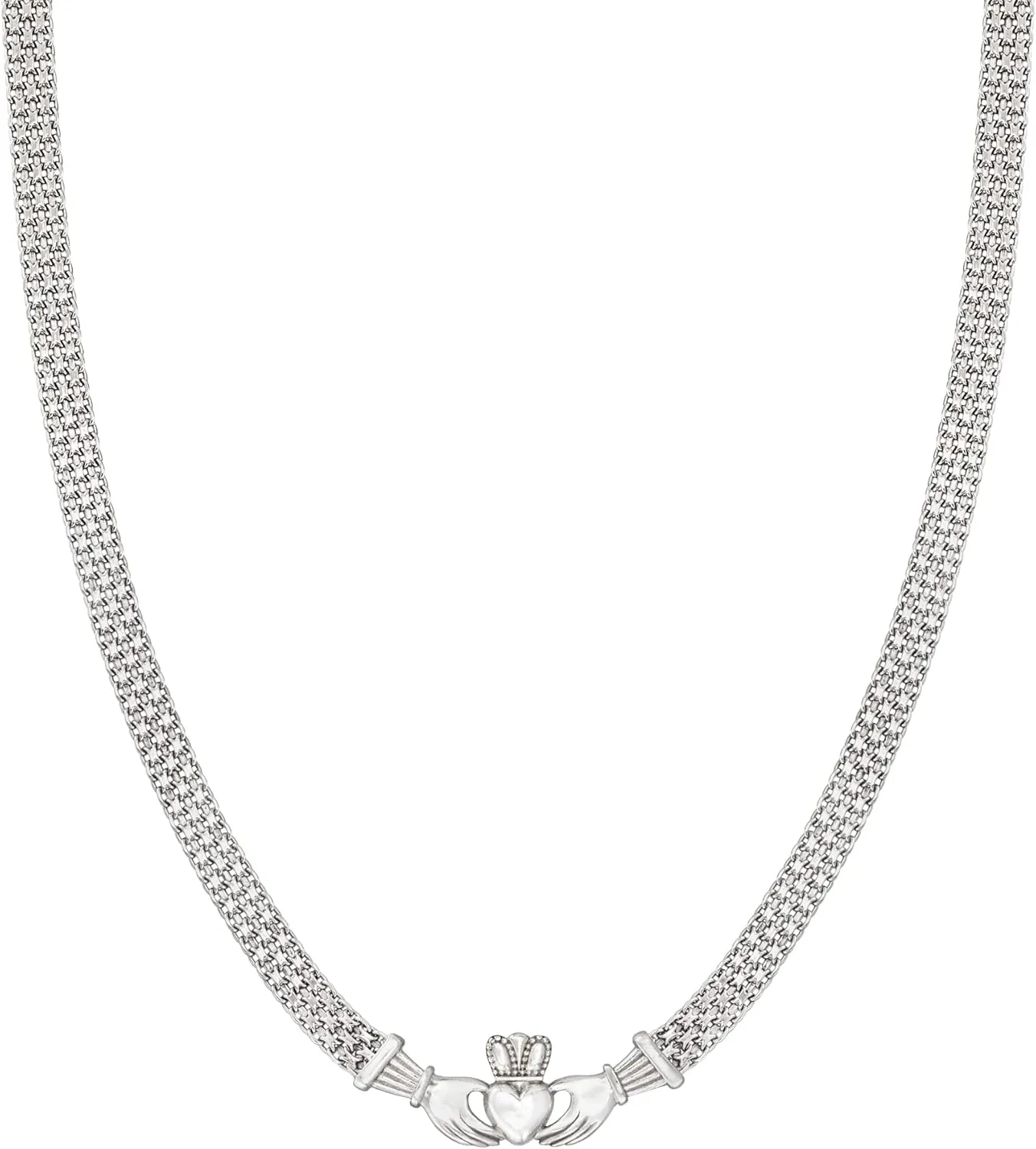 Ross-Simons Sterling Silver Bismark-Link Claddagh Necklace