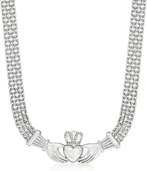 Ross-Simons Sterling Silver Bismark-Link Claddagh Necklace