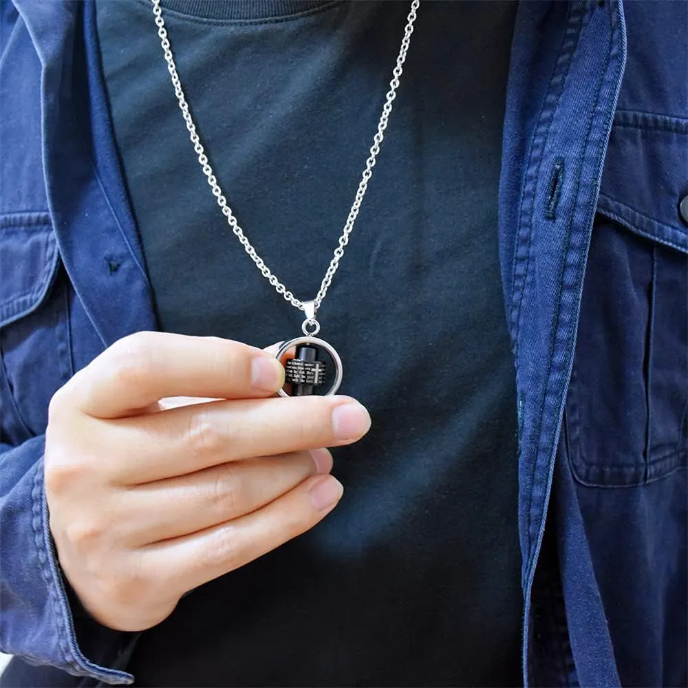 Rotatable Bible Verses Crucifix Faith Necklace for Men Women Prayers Anti Anxiety Pendant Necklace Inspirational Memorial Statement Stainless Steel Adjustable Link Chain Boyfriend Son Christmas New Year Gifts