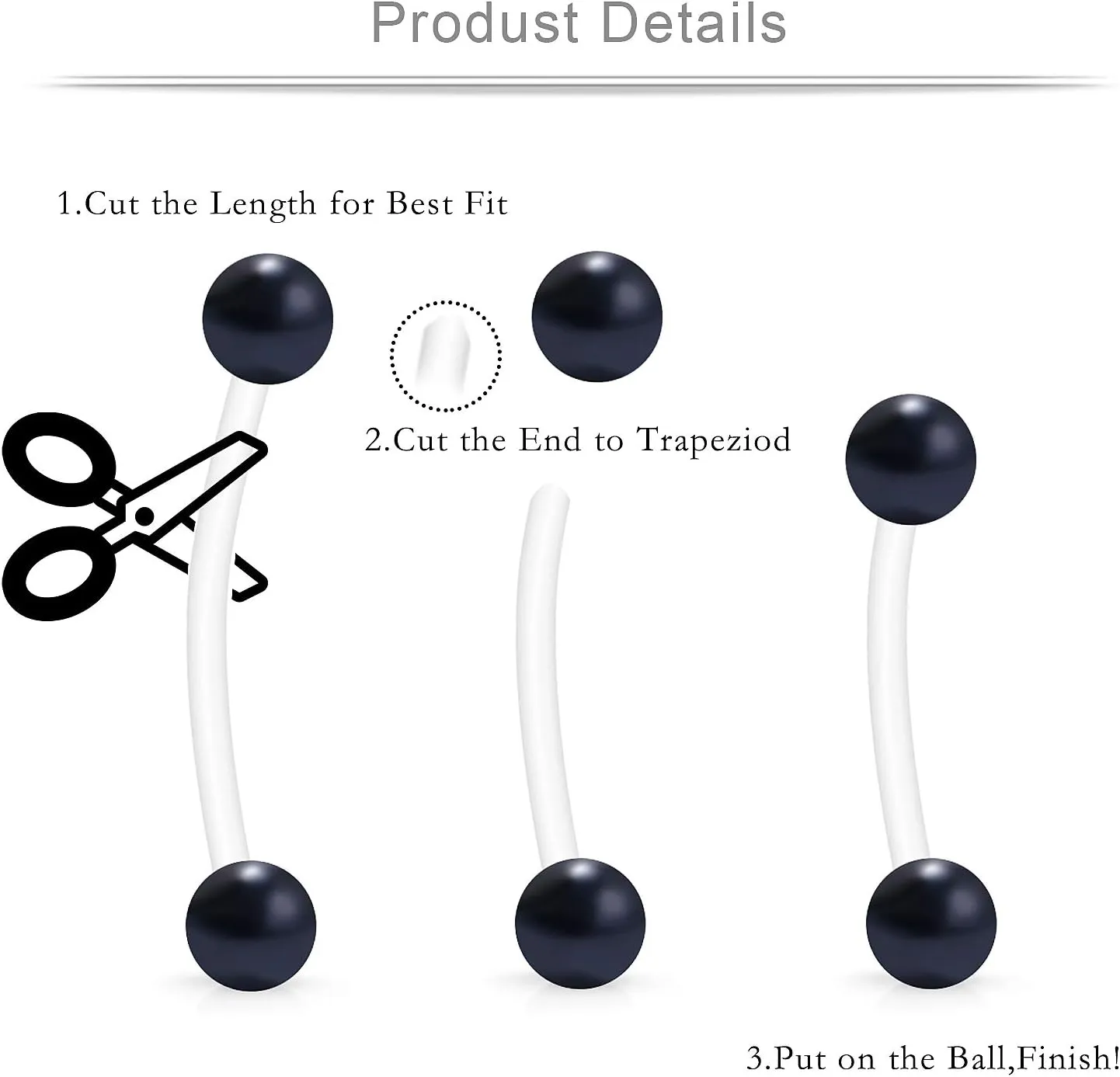 Ruifan 5PCS Pregnancy Sport Maternity Clear Flexible Bioplast 14G Belly Navel Button Ring Body Jewelry Piercing Retainer 1Inch (25mm)