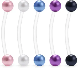 Ruifan 5PCS Pregnancy Sport Maternity Clear Flexible Bioplast 14G Belly Navel Button Ring Body Jewelry Piercing Retainer 1Inch (25mm)