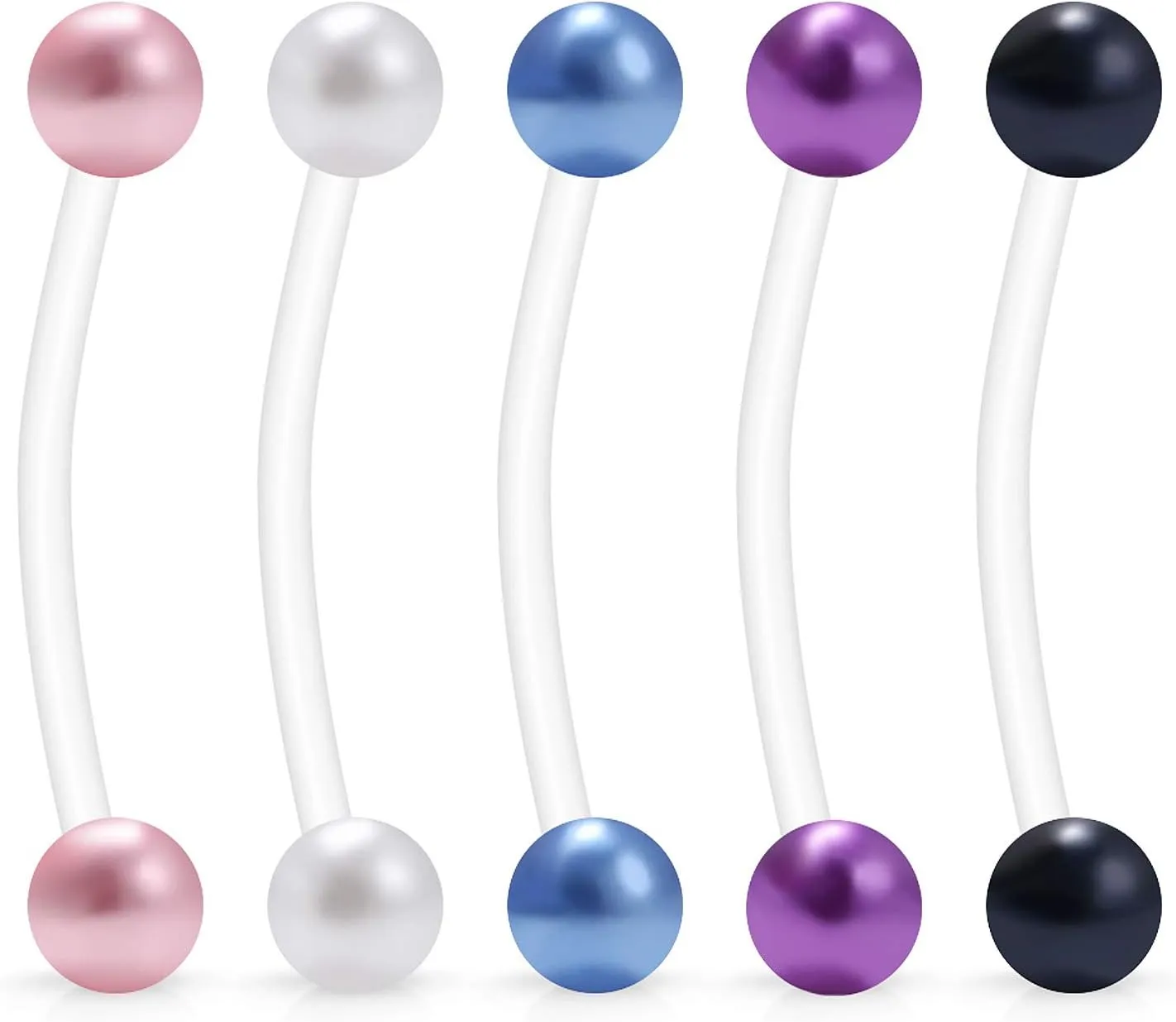 Ruifan 5PCS Pregnancy Sport Maternity Clear Flexible Bioplast 14G Belly Navel Button Ring Body Jewelry Piercing Retainer 1Inch (25mm)