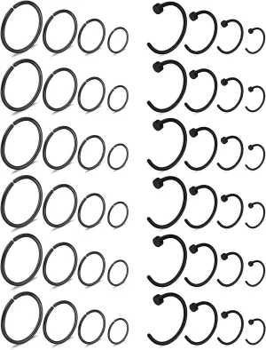 Ruifan 6-48pcs Fake Nose Hoop Rings 20 Gauge Stainless Steel Faux Clip On Lip Tragus Septum Nose Ring Body Piercing Jewelry 6-12mm