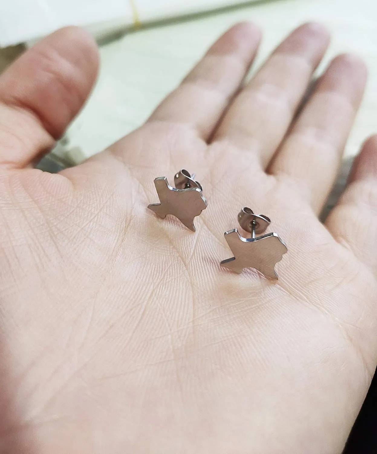 RUIZHEN Tiny Texas State Map Stud Earrings for Women