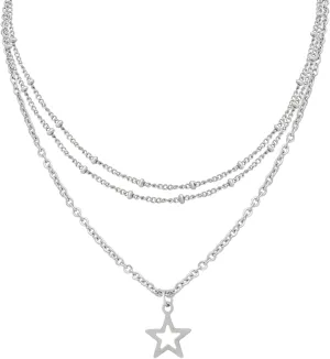 Sacina Dainty Layered Silver-tone Star Necklace, Star Necklace Y2k, Y2k Necklace, Grunge Necklace, Emo Necklace, Christmas Jewelry Gift for Women