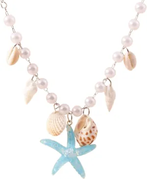 Seashell Necklace Boho Starfish Necklace Vintage Pearl Conch Choker Summer Holiday Beach Accessories Jewelry for Women