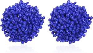 Seed Beaded Stud Earrings Beaded for Women Hypoallergenic Bohemian Statement Cluster Rainbow Seed Beads Big Round Earrings