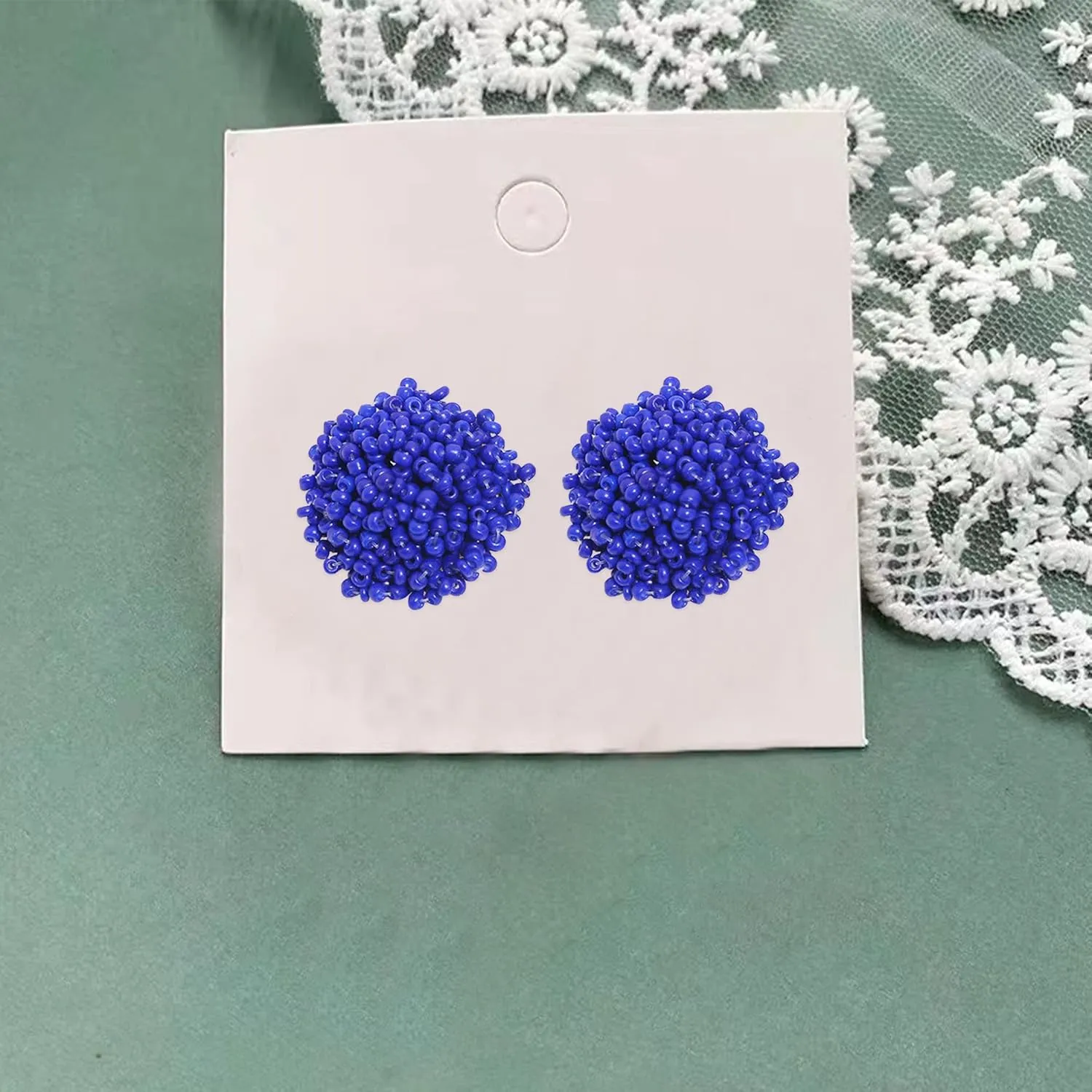 Seed Beaded Stud Earrings Beaded for Women Hypoallergenic Bohemian Statement Cluster Rainbow Seed Beads Big Round Earrings